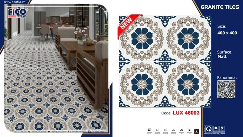  40*40 LUX46003 Gạch bông đá fico (6v/th/0.96m) 