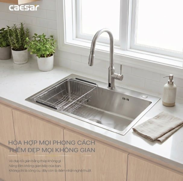  Chậu rửa chén inox 1 hộc KSH01H060SX KT: 600 × 450 × 220 mm (giá đã giảm) 
