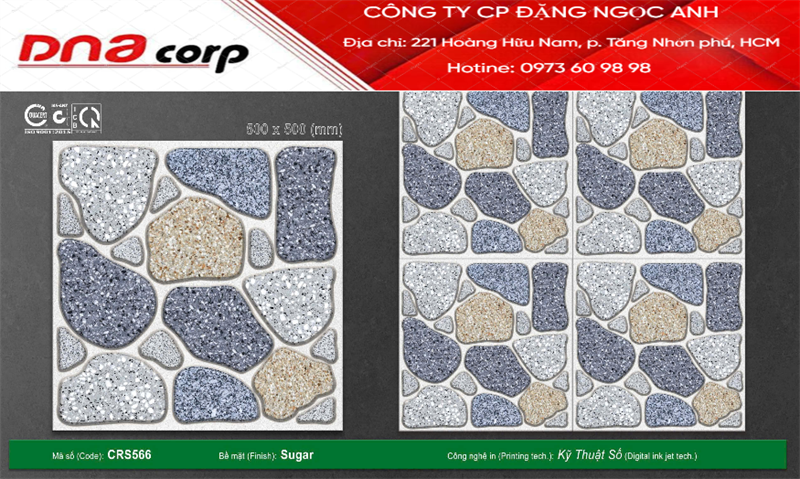  50*50 CRS566 Gạch men lát sân vườn Ceravi (T=6V=1.5M) 