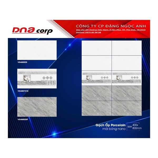  40*80 VG480020 gạch ốp tường Thân nhạt đá bóng Vincenza (5 viên/thùng/1.6m)2) 