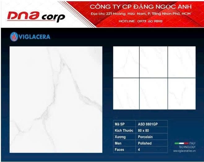  80*80 ASD 8801GP gạch lát nền đá bóng kính (3v/th/1,92m) 