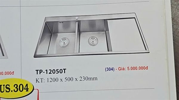  chậu chén tp120505t 1200*500*230mm đúc 304 ( đã giảm) 