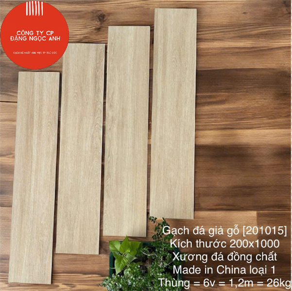  20*100 201015 Gạch giả gỗ xương đá đồng chất ( 6 viên/th/1,2met) 