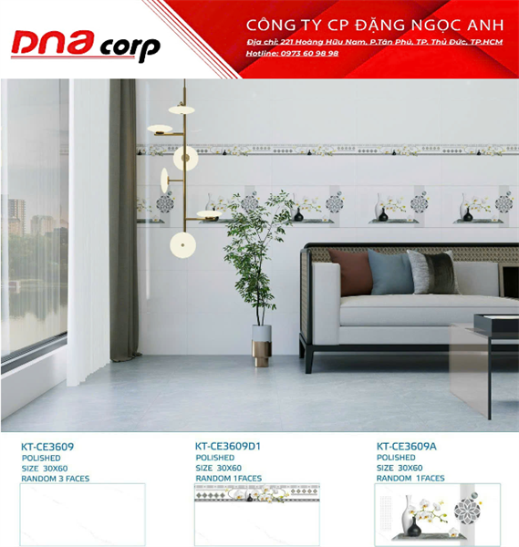  30*60 CE3609 Gạch ốp tường Thân men bóng (1.44m/8v/th) 