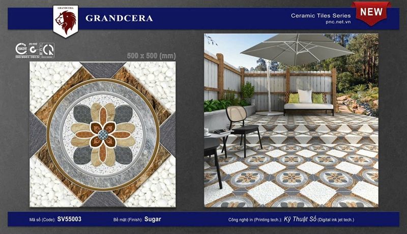  50*50 SV55003 Gạch men lát sân vườn Ceravi (T=6V=1.5M) 