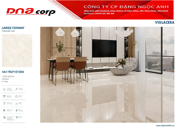  100*100 VA7-9GP101004 Gạch lát nền khổ lớn viglacera 