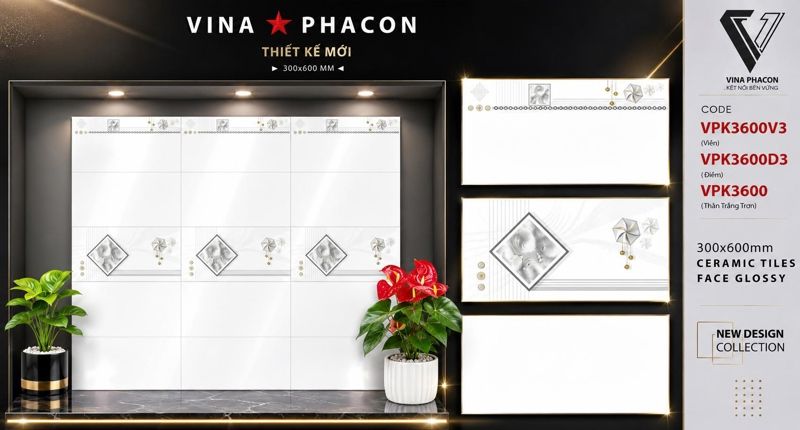  Gạch 30X60 VPK3600 thân LOẠI A2 TH9V/1.62M trắng trơn 