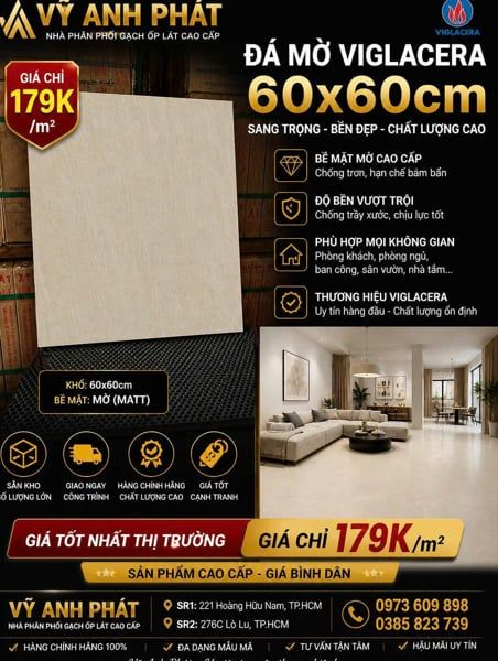  60*60 viglacera đá mờ loại 1 th4v/1.44m shgm6602 