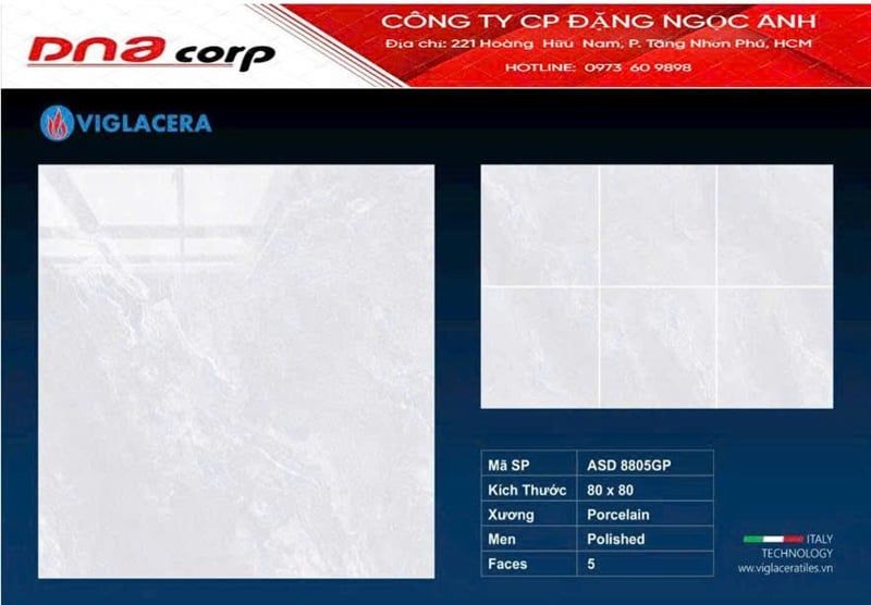  80*80 ASD8819GM gạch lát nền đá mờ Vigacera (3v/th/1,92m) 