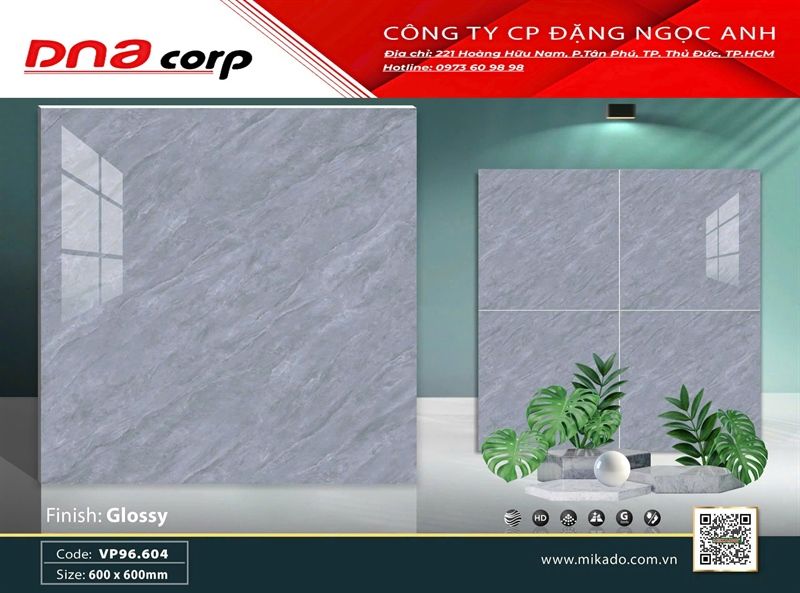 60x60 VP96.604 Gạch Đá Granite - Porcelain Thùng 4v/1.44m 