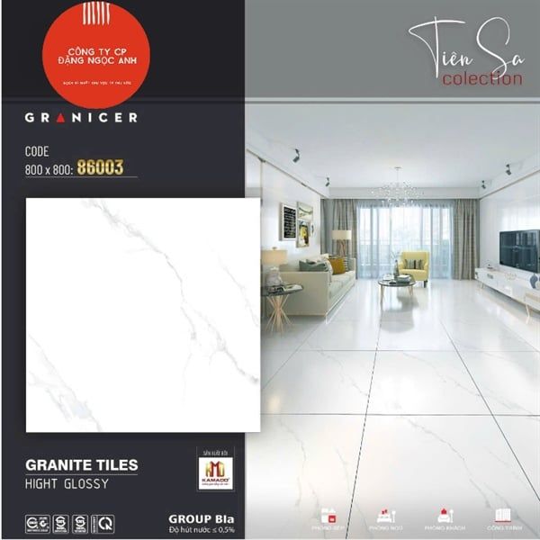  80*80 86003 Gạch lát nền đá bóng kính (3 viên/th/1.92met) 