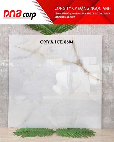  80*80 ONYX ICE 8804 Gạch đá bóng kiếng Ấn Độ (3 viên/thùng/1.92m) 