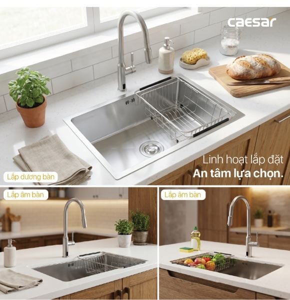  Chậu rửa chén inox 1 hộc âm viền KSH11H060SX KT: 600 × 450 × 220 mm (giá đã giảm) 
