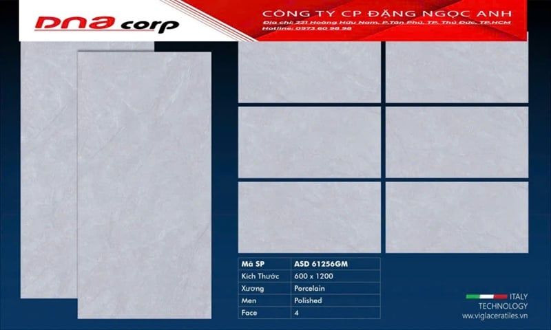  60*120 ASD 61256 GM gạch ốp lát đá mờ khổ lớn viglacera (1.44m/2v/th) 