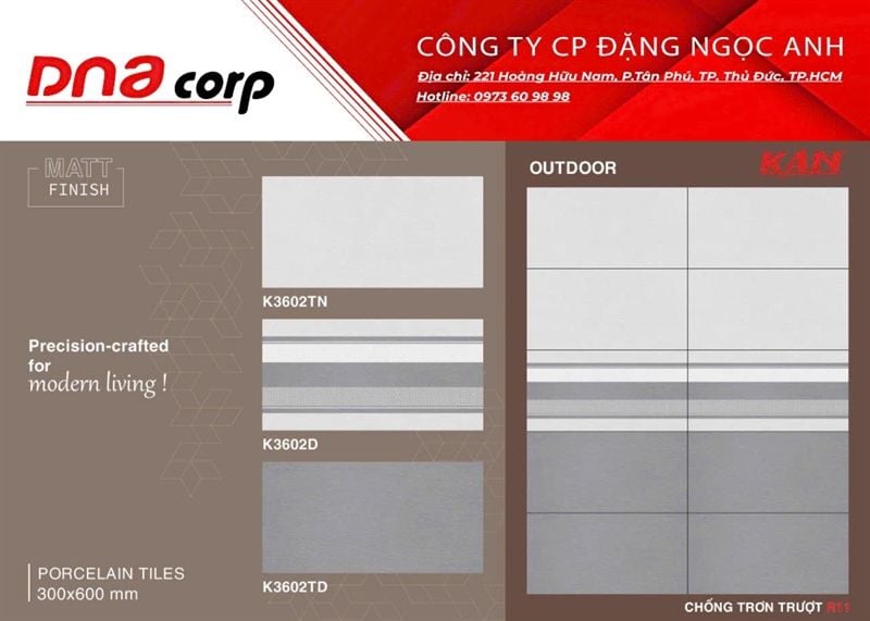  30x60 K3602D Điểm Gạch Đá 