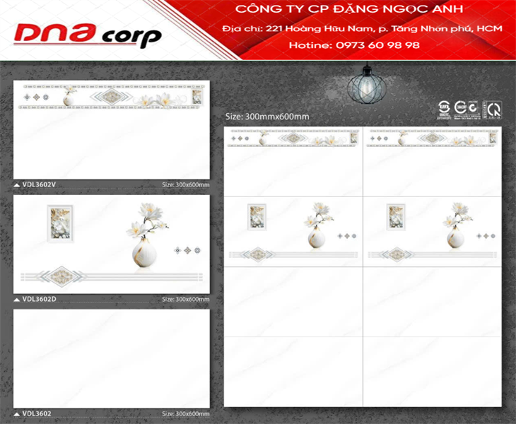  30*60 VDL3602D Gạch ốp tường đá bóng kính Viên Điểm (1.44m/8v/th) 