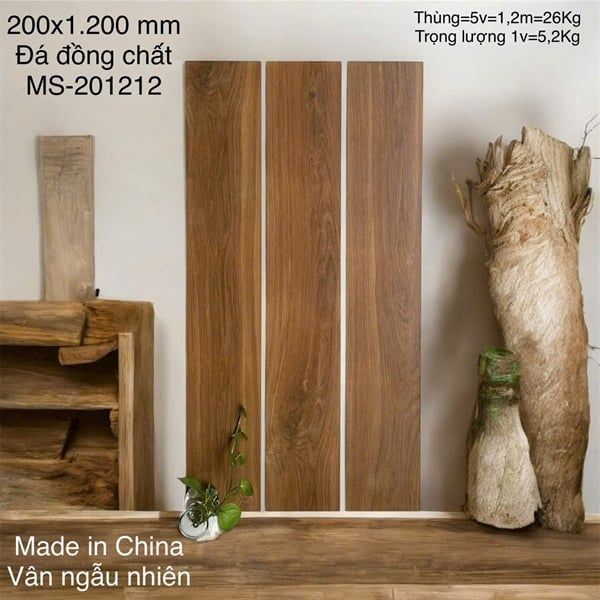 20*120 201212 Gạch giả gỗ xương đá đồng chất ( 5 viên/th/1,2met) 