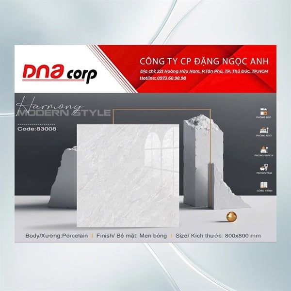  80*80 83008 Gạch đá bóng kính Mikado (3 viên/thùng/1,92m2) 