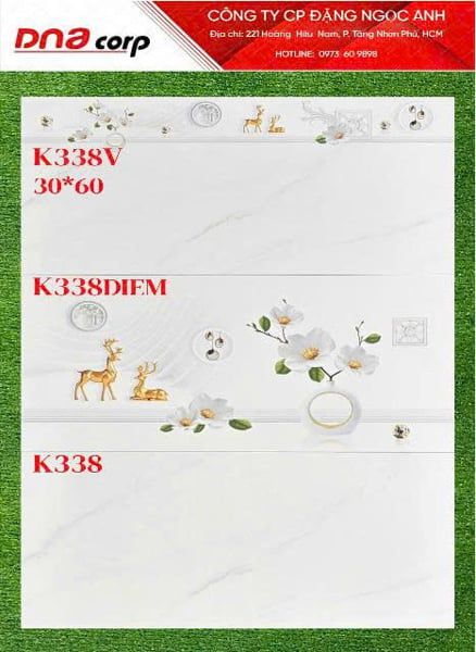  30*60 K338 Gạch ốp tường Viền men bóng Nices (T=8V=1.44M) 