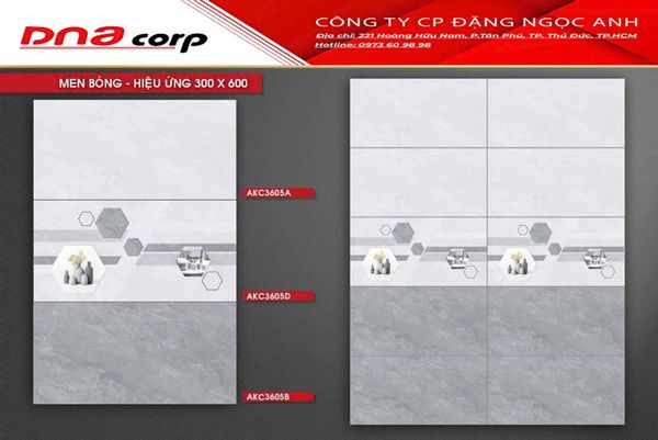  30*60 AKC3605D gạch ốp tường men Điểm ( 8v/th/1,44m) 