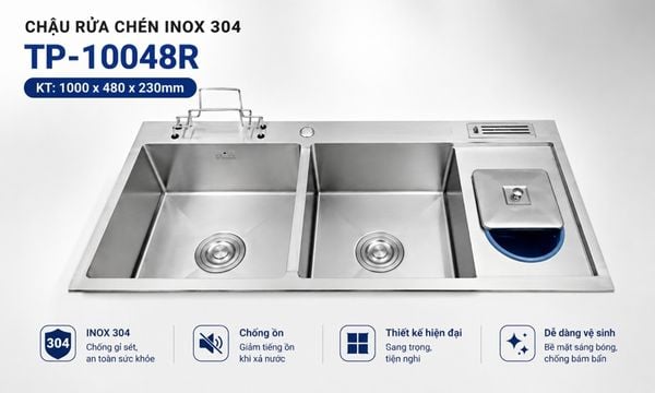  chậu chén đúc sus304 1000*480*230mm tp10048r(tr117) 