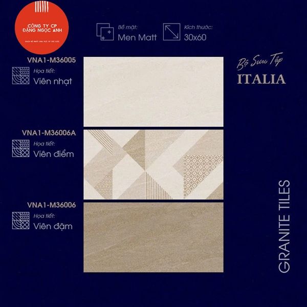  30x60 VAN1-M36005 Gạch đá mờ việt ý (T8v/1.44m) 