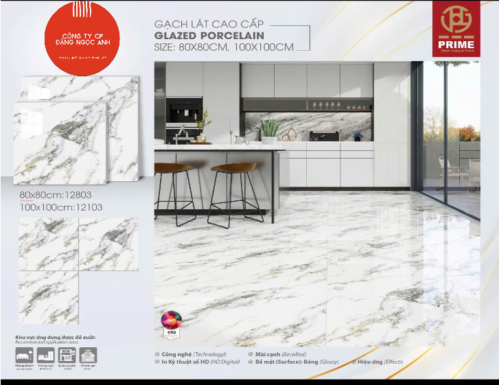  80*80 12803 Gạch lát nền đá bóng kính prime (3 viên/th/1.92met) 