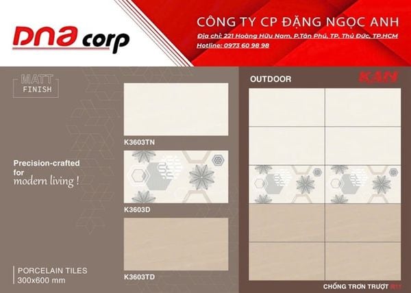  30x60 K3603D Điểm Gạch Đá 