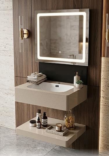  tủ bàn đá lavabo 2 tầng 45*60cm màu trắng be (đã giảm) 