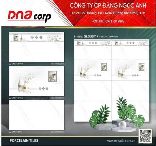  30*60 GP936.806V Gạch ốp tường đá bóng Mikado Viền (8v/th/1.44m) 