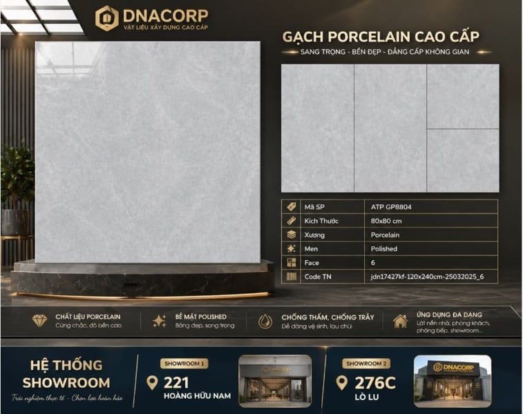  80*80 GP 8804 Gạch lát nền đá bóng kính Viglacera (3v/th/1,92m) 