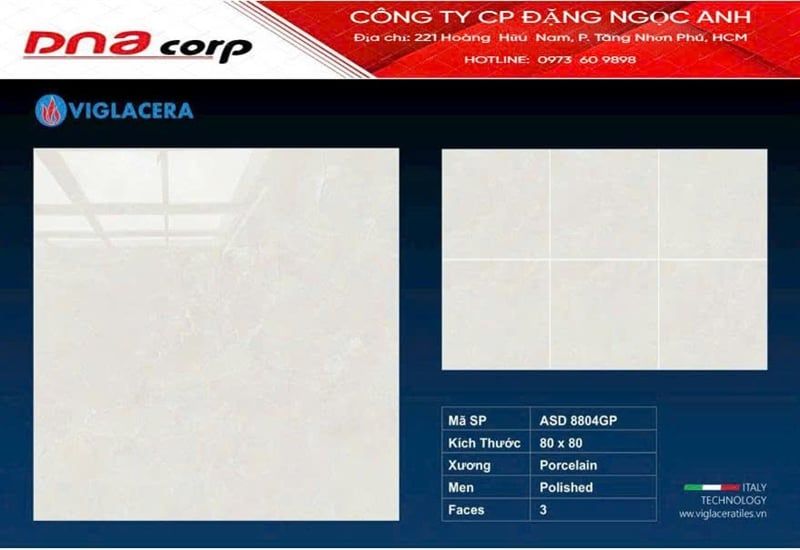  80*80 ASD 8804GP gạch lát nền đá bóng kính (3v/th/1,92m) 
