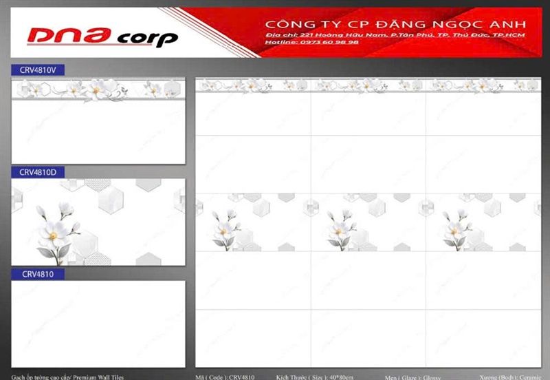  40*80 CRV4810D gạch ốp tường Điểm men Phương Nam (5v/th/1,6m) 
