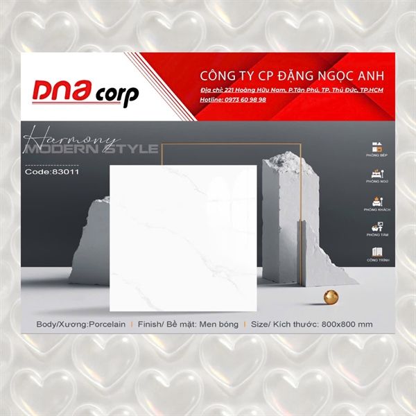  80*80 83011 Gạch đá bóng kính Mikado (3 viên/thùng/1,92m2) 