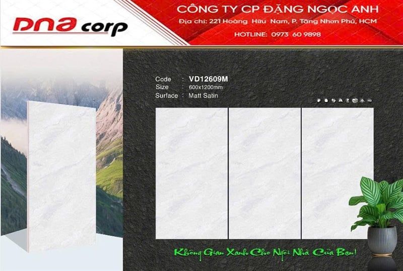  60*120 VD 12609M Gạch lát nền khổ lớn đá mờ (2/th/1.44) 