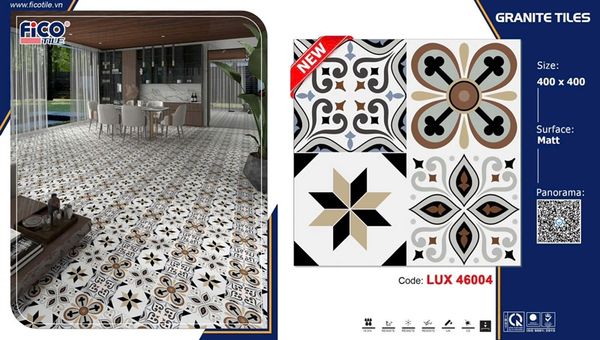  40*40 LUX46004 Gạch lát nền bông đá fico (6v/th/0.96m) 