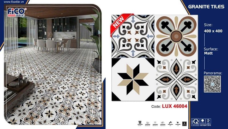  40*40 LUX46004 Gạch lát nền bông đá fico (6v/th/0.96m) 