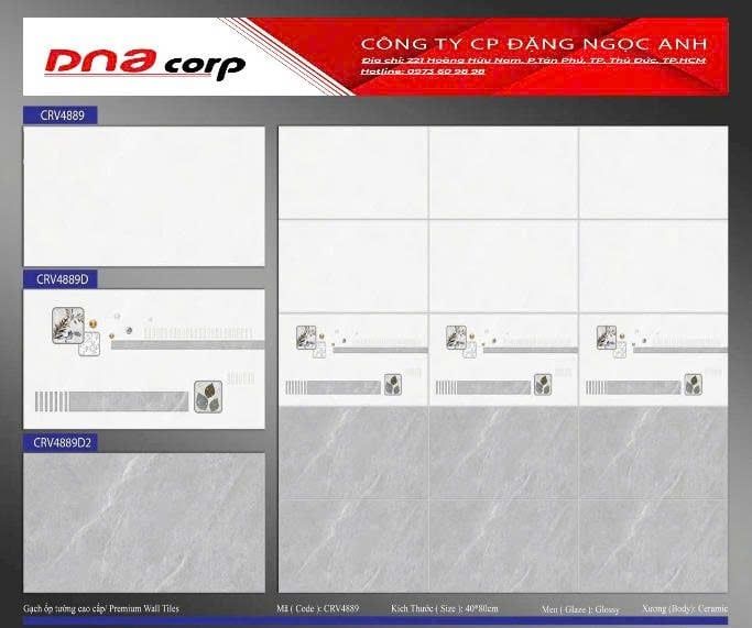  40*80 CRV4889 gạch ốp tường thân đậm men Phương Nam (5v/th/1,6m) 