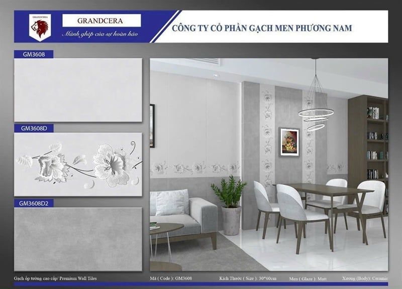  30*60 GM3608D Gạch ốp tường Grancera ĐIỂM (1.44m/8v/th) 