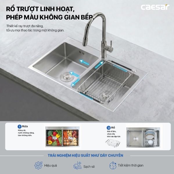  Chậu rửa chén inox 2 hộc mài vát cạnh KSH02H082SE KT: 820 × 450 × 220 mm ( giá đã giảm) 