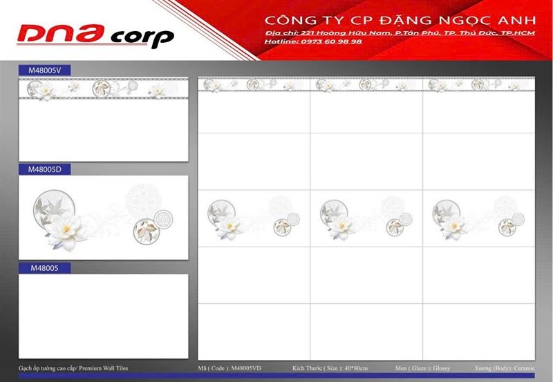  M48005DNA 40*80 TRẮNG TRƠN MEN BÓNG PN TH5V/1.6M 