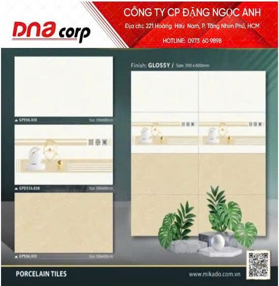  30*60 GP936.809 Gạch ốp tường đá bóng Mikado Nhạt (8v/th/1.44m) 