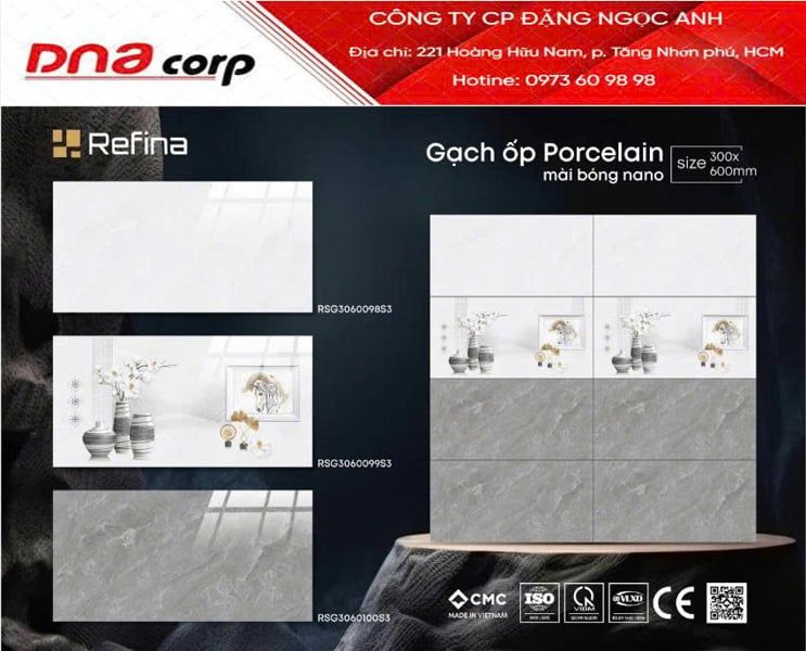  30*60 RSG3060100S3 Gạch ốp lát đá bóng Viên Đậm (1.44m/8v/th) 