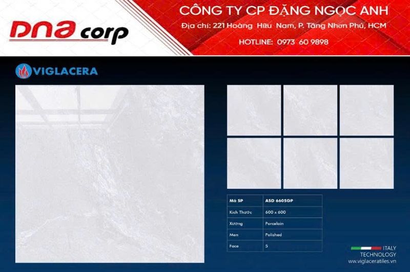  60*60 ASD 6605GP gạch lát nền đá bóng kính (4v/th/1,44m) 