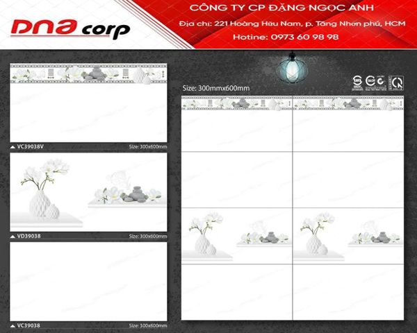  30*60 VC3908 Gạch ốp tường men Viên Thân (1.44m/8v/th) 