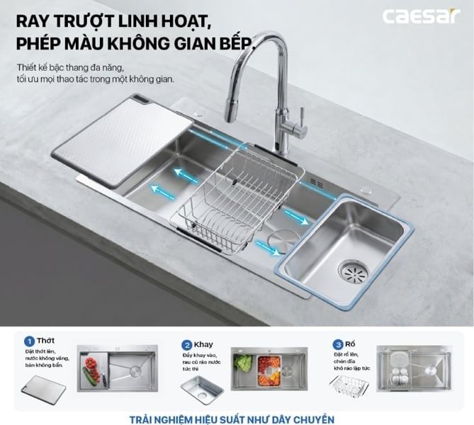  Chậu rửa chén inox 1 hộc KSH01H075SX KT: 750 × 460 × 220 mm( giá đã giảm) 
