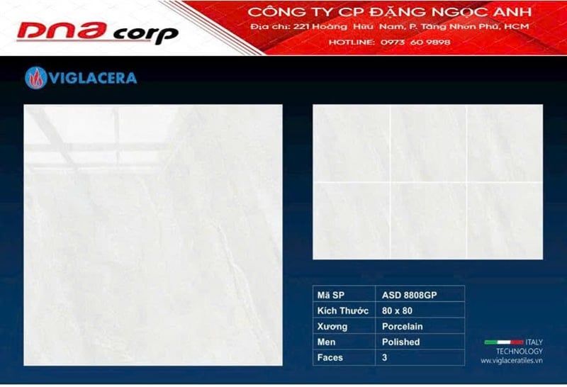  80*80 ASD 8808GP gạch lát nền đá bóng kính (3v/th/1,92m) 
