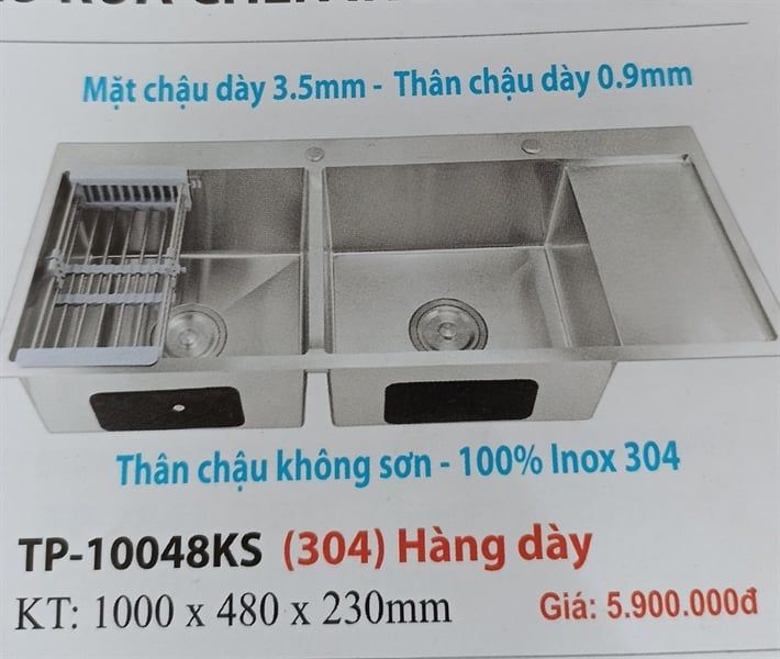  chậu đúc inox dày 3.5 100*480*230cm TP10048ks( cuốn caryroyal) 