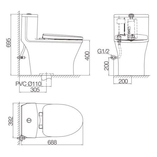  cầu 1 khối V803 xả xoáy max voter 3/6L( đã giảm, giá) 