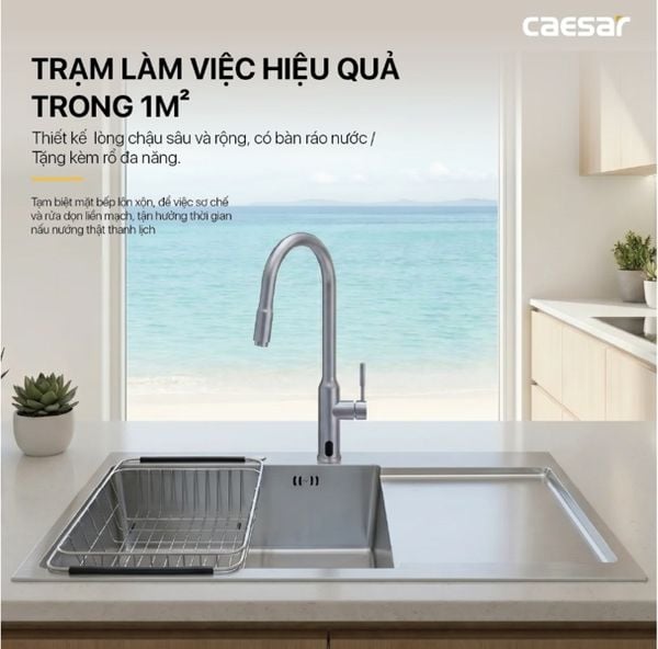  Chậu rửa chén inox 1 hộc 1 cánh KSH21H082SX KT 820 × 480 × 220 mm ( giá đã giảm) 